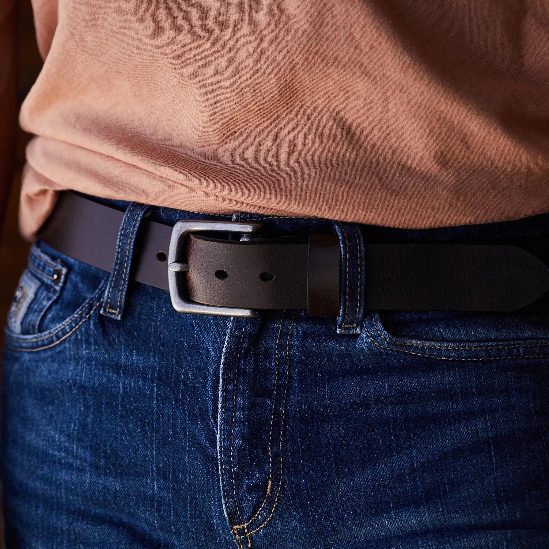 1 1/2" Dark Brown Beveled Edge Belt