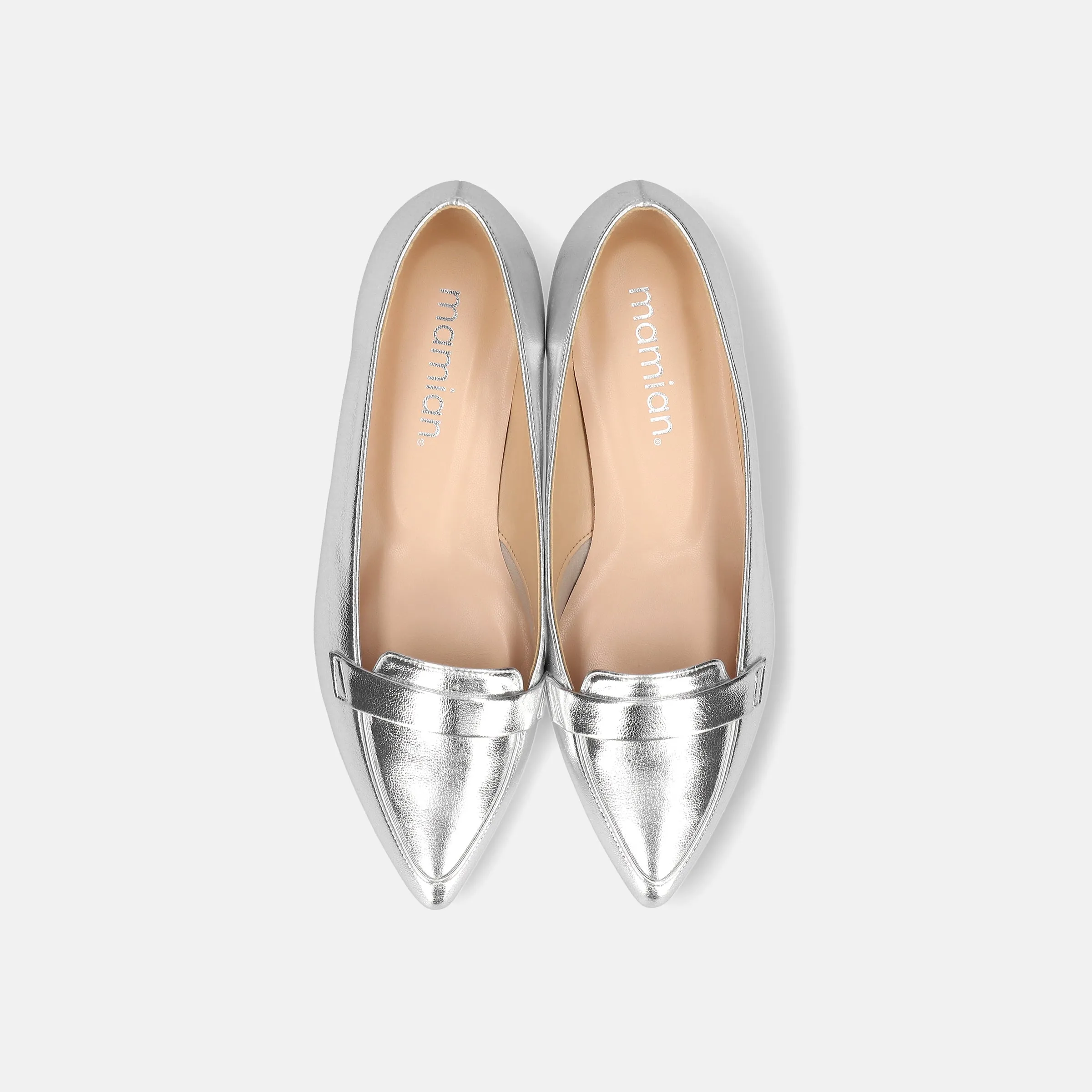 10% OFF: 2024SSBI: Low-cut pointed-toe loafers (124) Silver