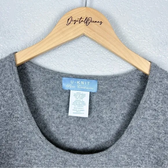 100% Cashmere Puff Sleeve Fitted Sweater, Flannel Grey L - EUC, Soft, Gray