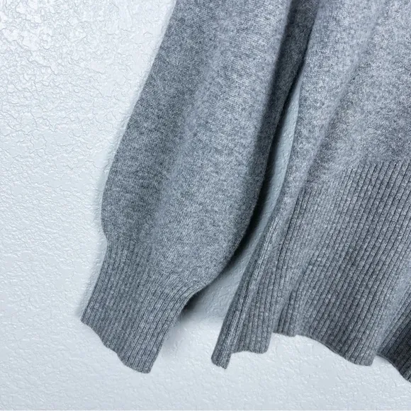 100% Cashmere Puff Sleeve Fitted Sweater, Flannel Grey L - EUC, Soft, Gray