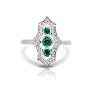 14kt Gold 1/6 ct tw Vintage Ring F VS Diamonds Emerald Center