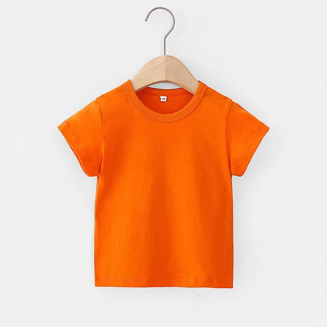 16 Colors Solid Children T-shirt for Boys Girls Cotton Summer Kids Tops Tees Baby Kids Tshirts
