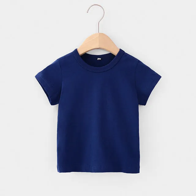 16 Colors Solid Children T-shirt for Boys Girls Cotton Summer Kids Tops Tees Baby Kids Tshirts