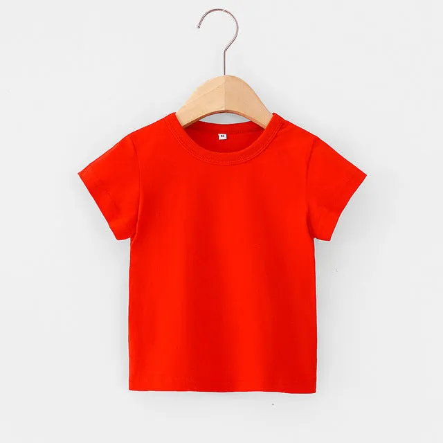 16 Colors Solid Children T-shirt for Boys Girls Cotton Summer Kids Tops Tees Baby Kids Tshirts