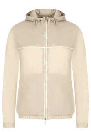 $1,645 ELEVENTY - Neutral Perforated Nylon Hooded Rain Jacket Coat- 40R