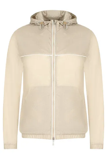 $1,645 ELEVENTY - Neutral Perforated Nylon Hooded Rain Jacket Coat- 40R