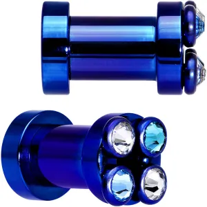 2 Gauge Dark Blue Titanium Tunnels with Removable Dermal Tops