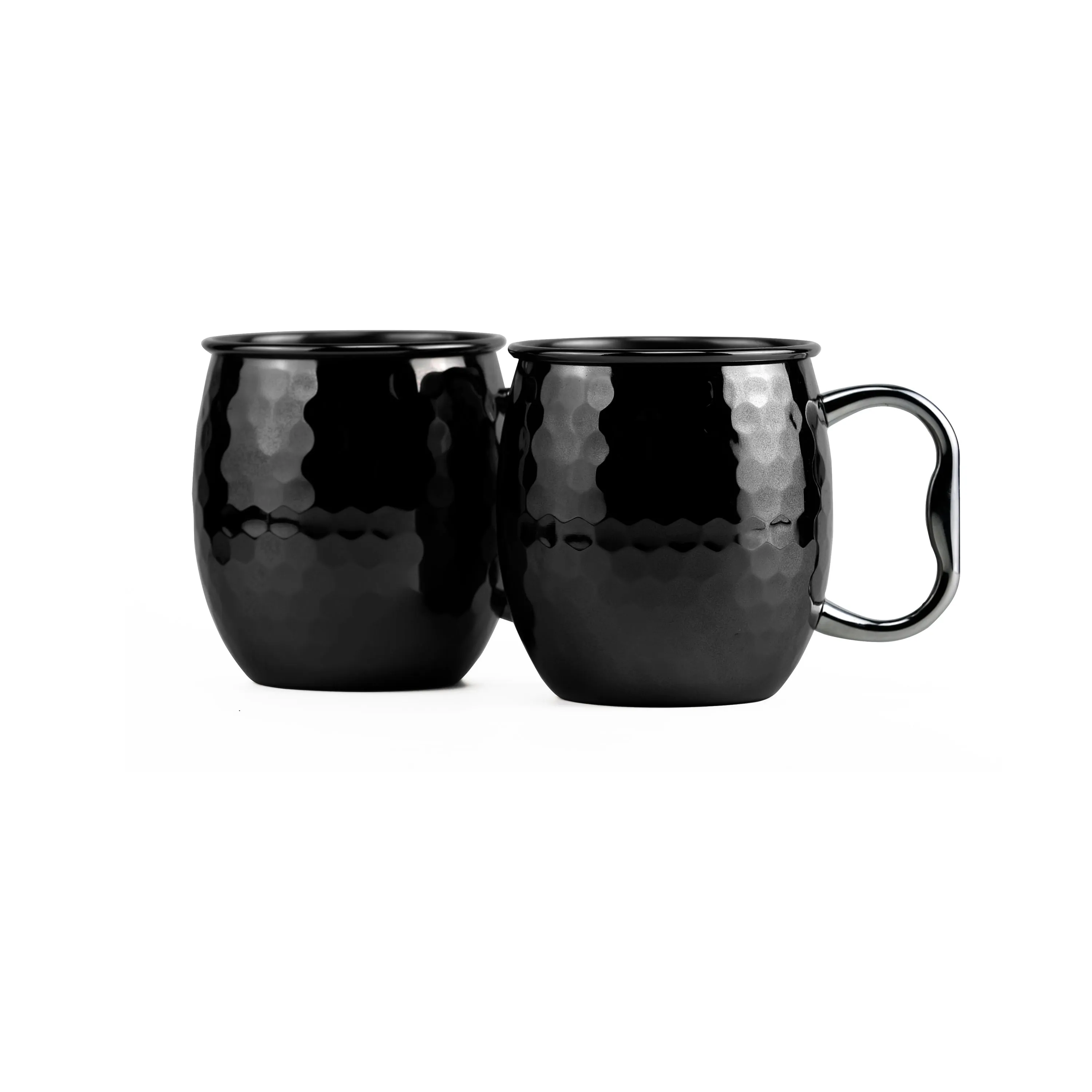 20 Oz Faceted Black Moscow Mule Mugs, Set of 2