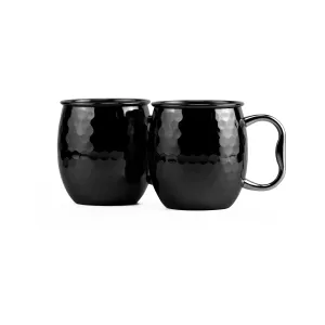 20 Oz Faceted Black Moscow Mule Mugs, Set of 2