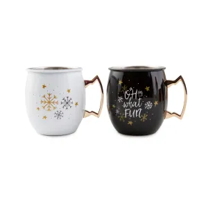 20 Oz "Oh What Fun" Moscow Mule Mugs, Set of 2