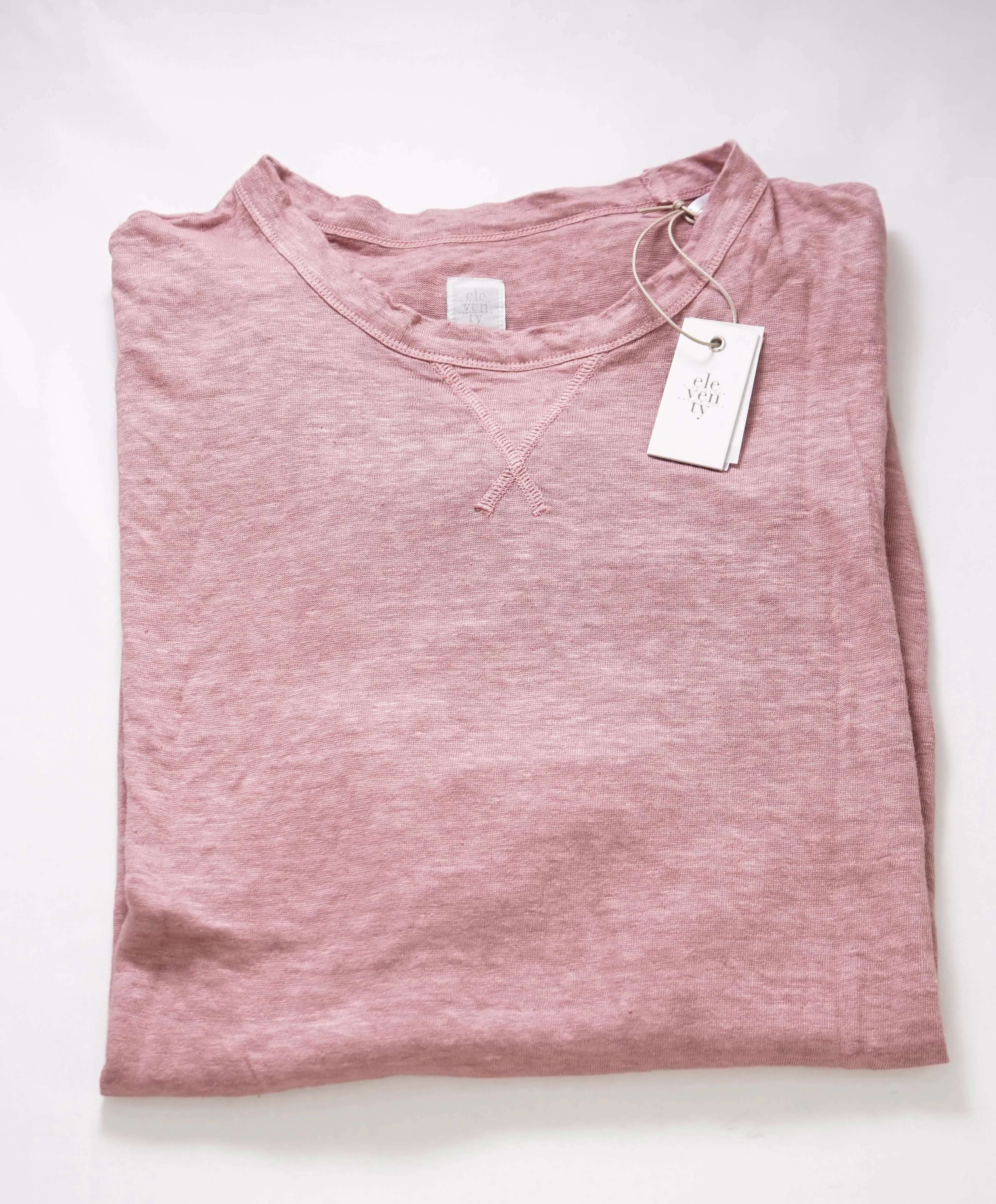$345 ELEVENTY - Dusty Pink PURE LINEN Short Sleeve T - M