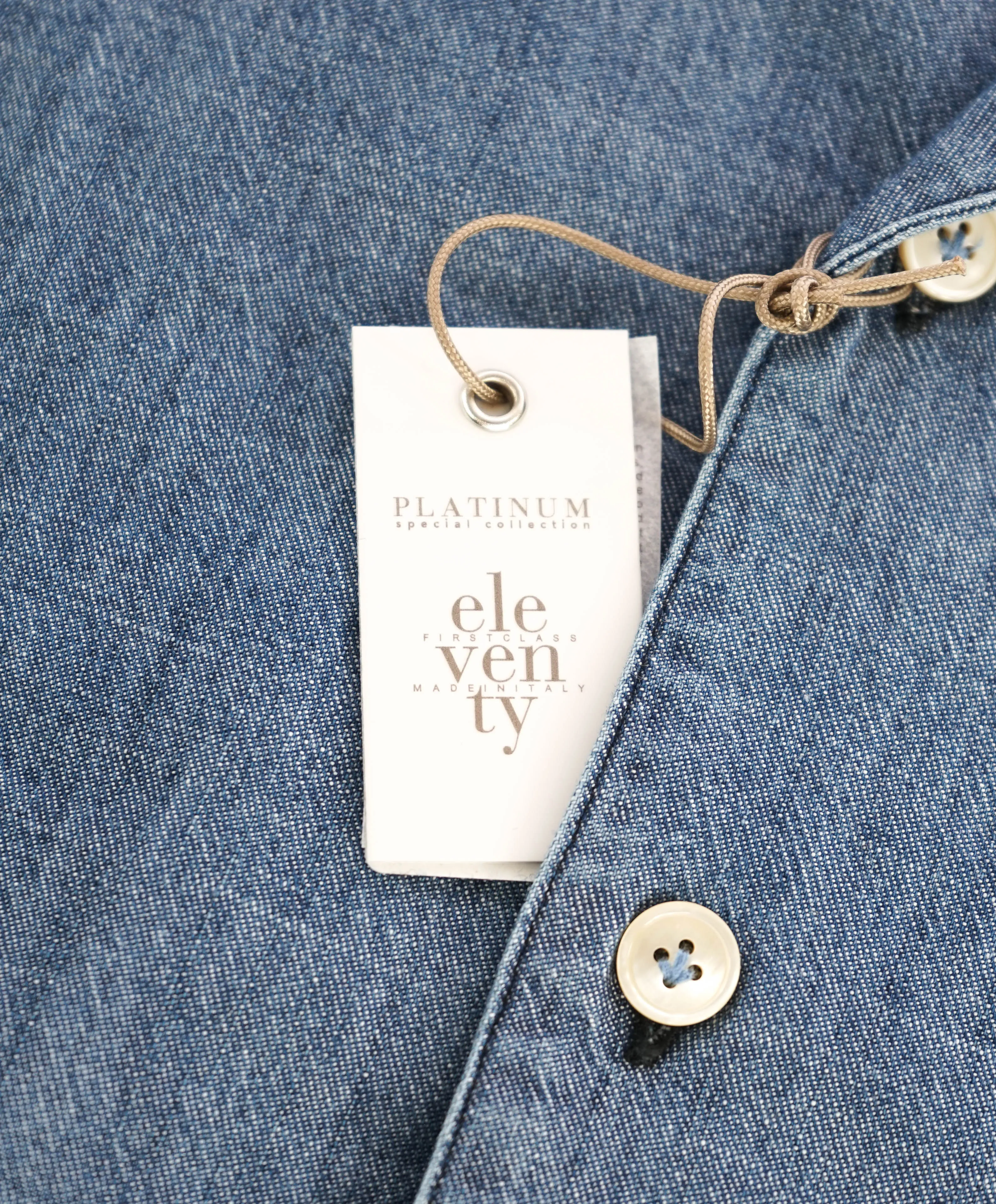 $395 ELEVENTY - Blue *DENIM* Havana Camp Collar Resort Shirt - M