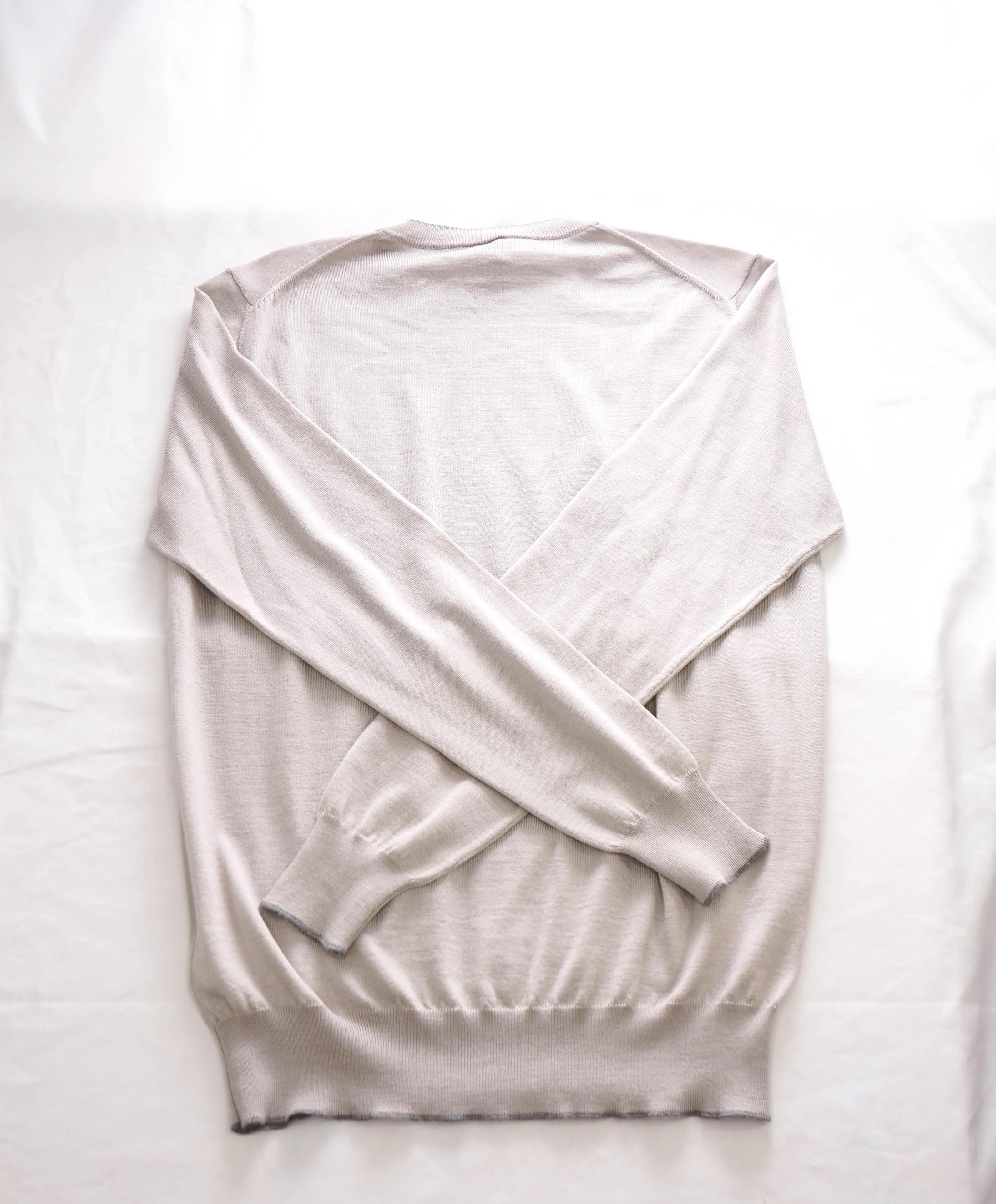 $495 ELEVENTY - Fine Gauge WOOL/SILK Gray Tipped Crewneck Sweater- XL