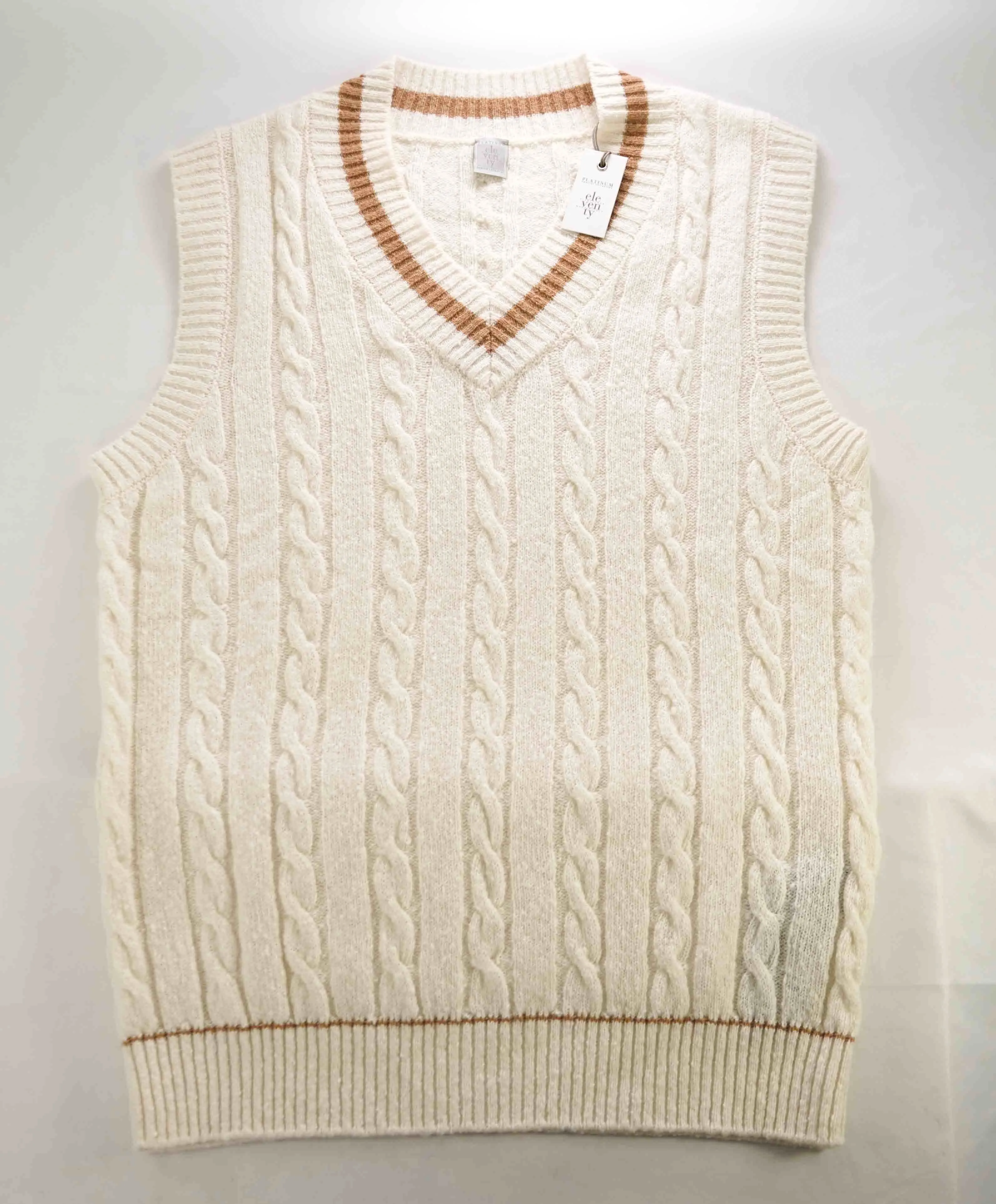 $545 ELEVENTY - Cable Knit WOOL/CASHMERE *CRICKET* Sweater Vest - Medium