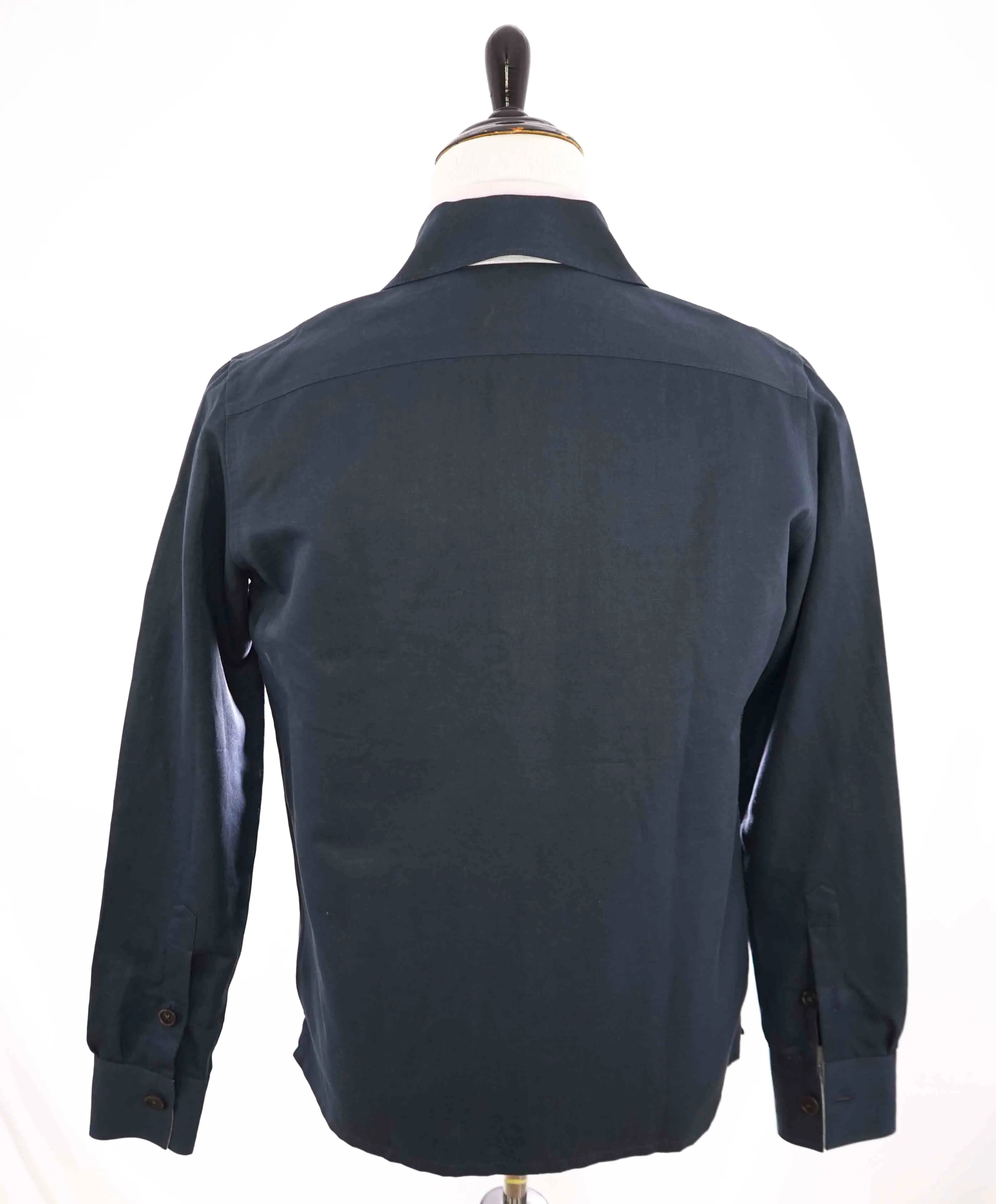 $745 ELEVENTY PLATINUM - Navy Blue Button Cotton/Linen Shirt Jacket Coat - M