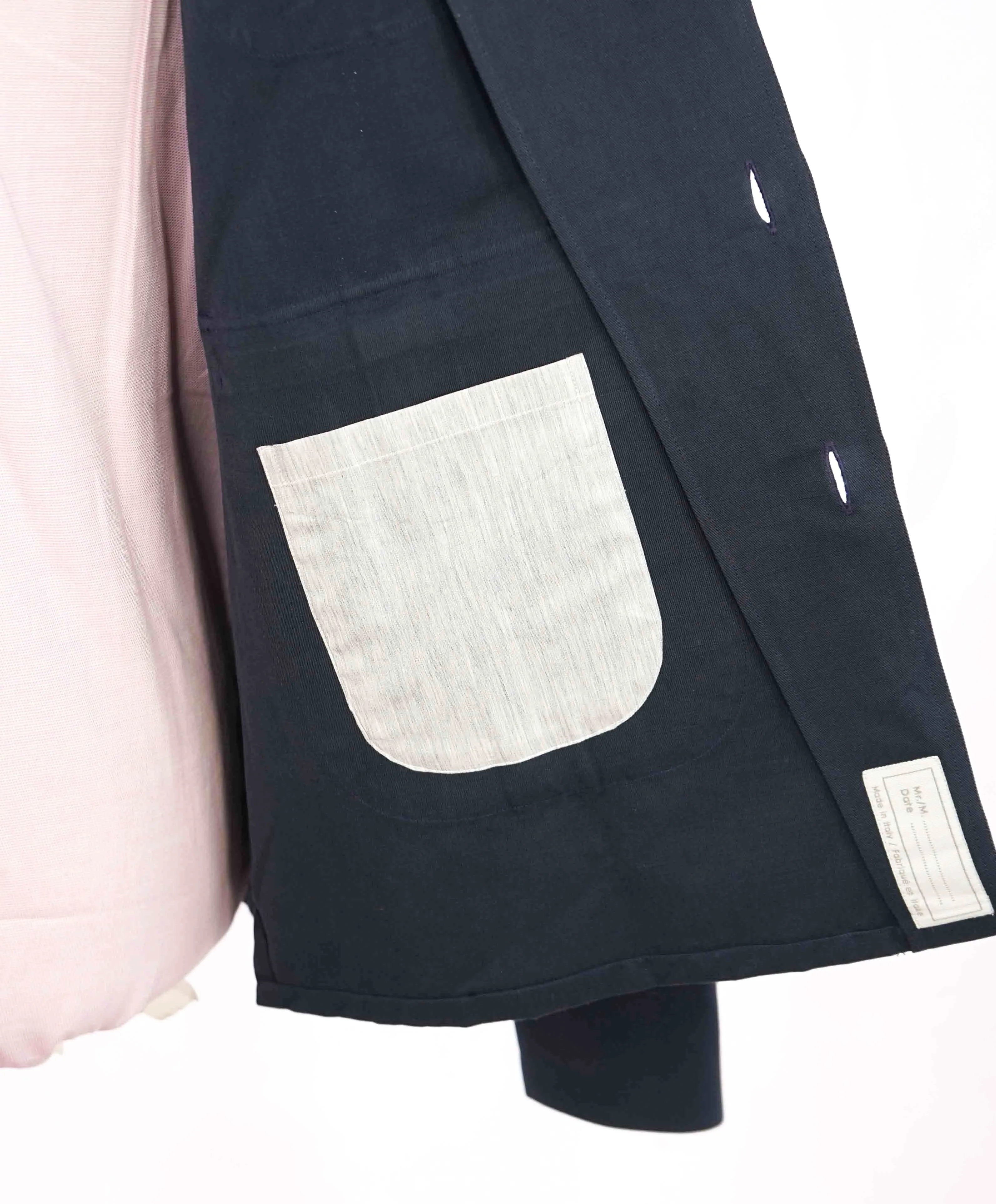 $745 ELEVENTY PLATINUM - Navy Blue Button Cotton/Linen Shirt Jacket Coat - M