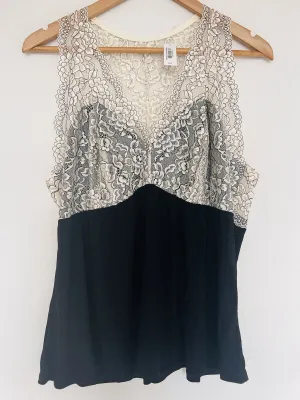 ADORE ME NWT Ivory/Black Lace Racerback Top Sz X2 Plus Tank