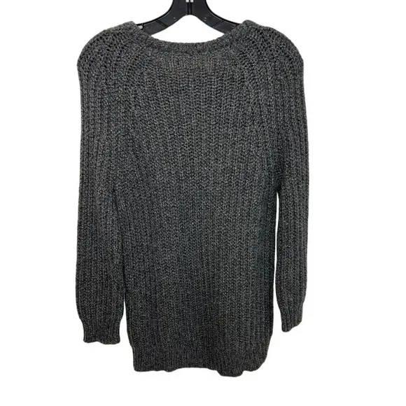 Alice   Olivia Chunky Marled Drop Hem Sweater Wool Blend Crew Neck Sweater- XS