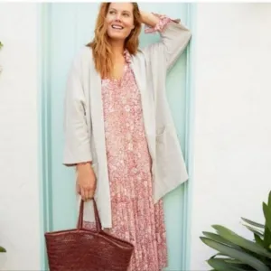Anthropologie OS Donni Ribbed Cardigan Sweater Open Front  Gray One‎ Size OS