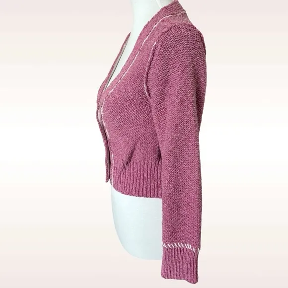 Anthropologie Pilcro Icon YinYang Cardigan Sweater Pink Purple Size Medium