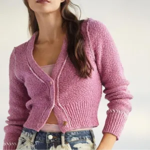 Anthropologie Pilcro Icon YinYang Cardigan Sweater Pink Purple Size Medium