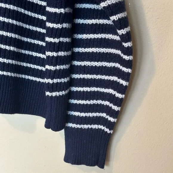 Aritzia Wilfred Maria Merino Wool Sweater, Dark Navy Striped, Size Large