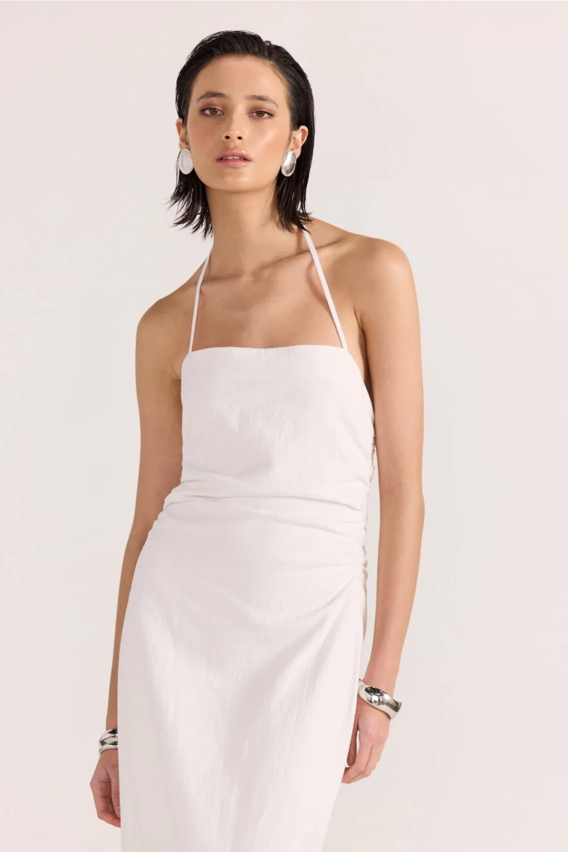 Athena Halter Midi Dress | White