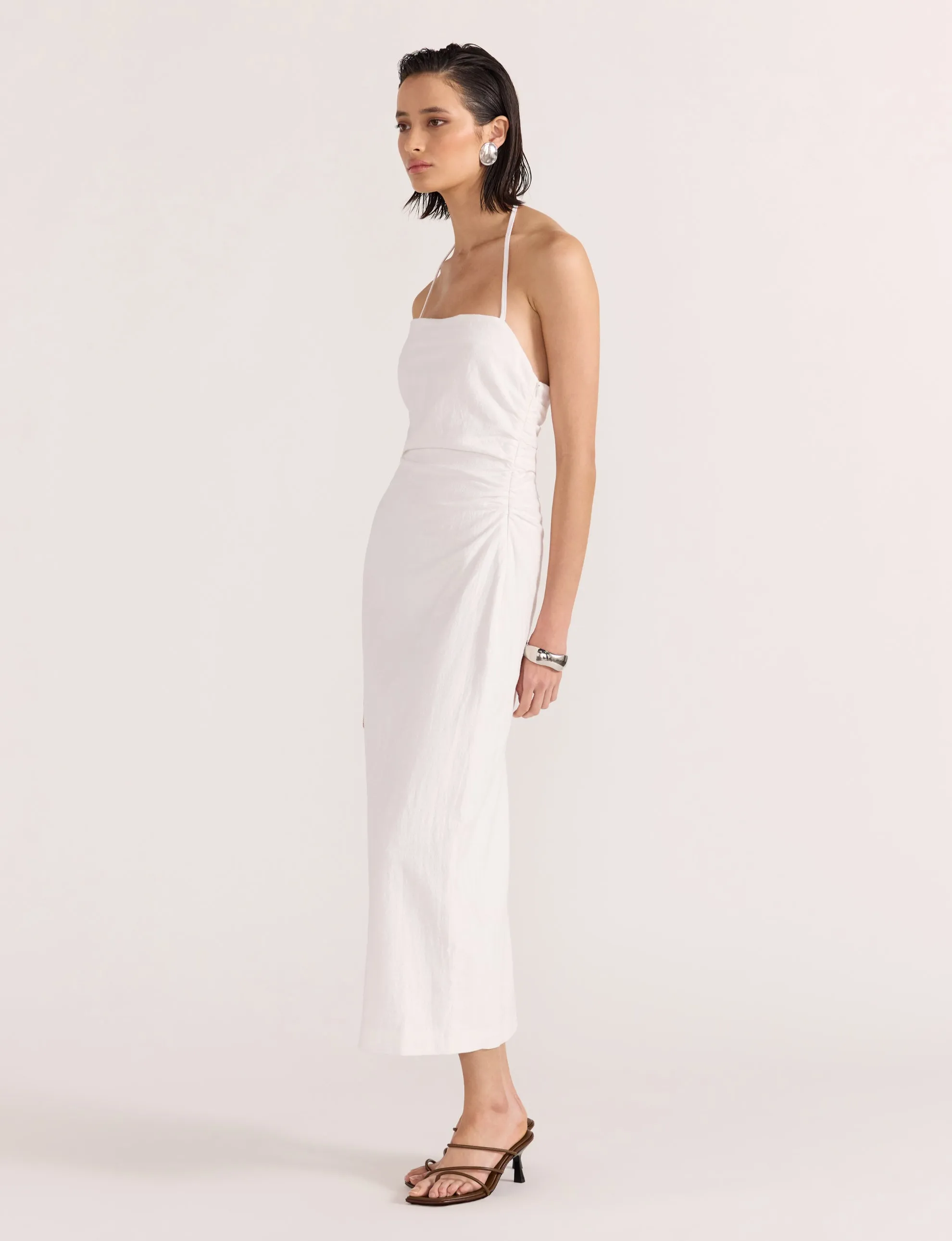 Athena Halter Midi Dress | White