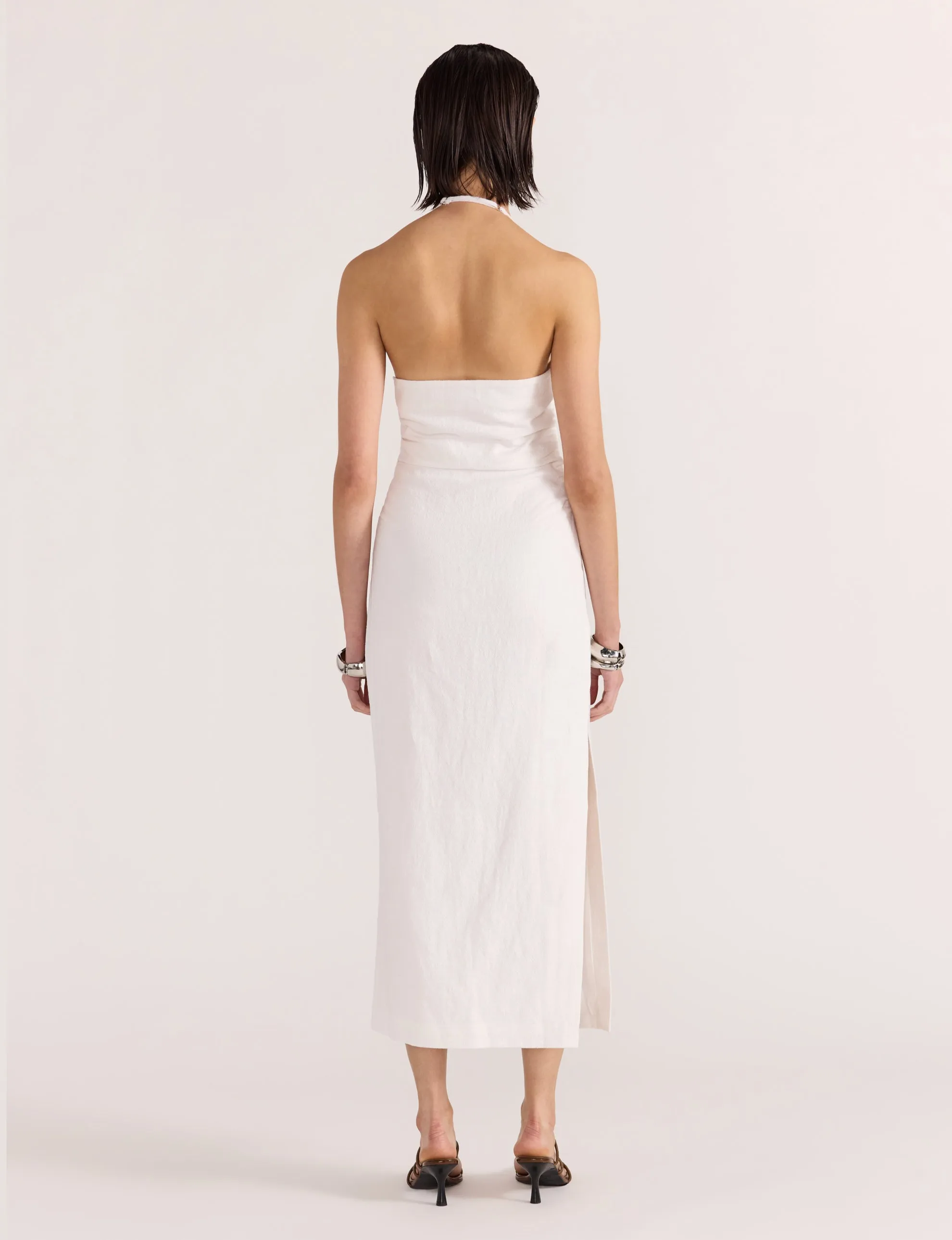 Athena Halter Midi Dress | White