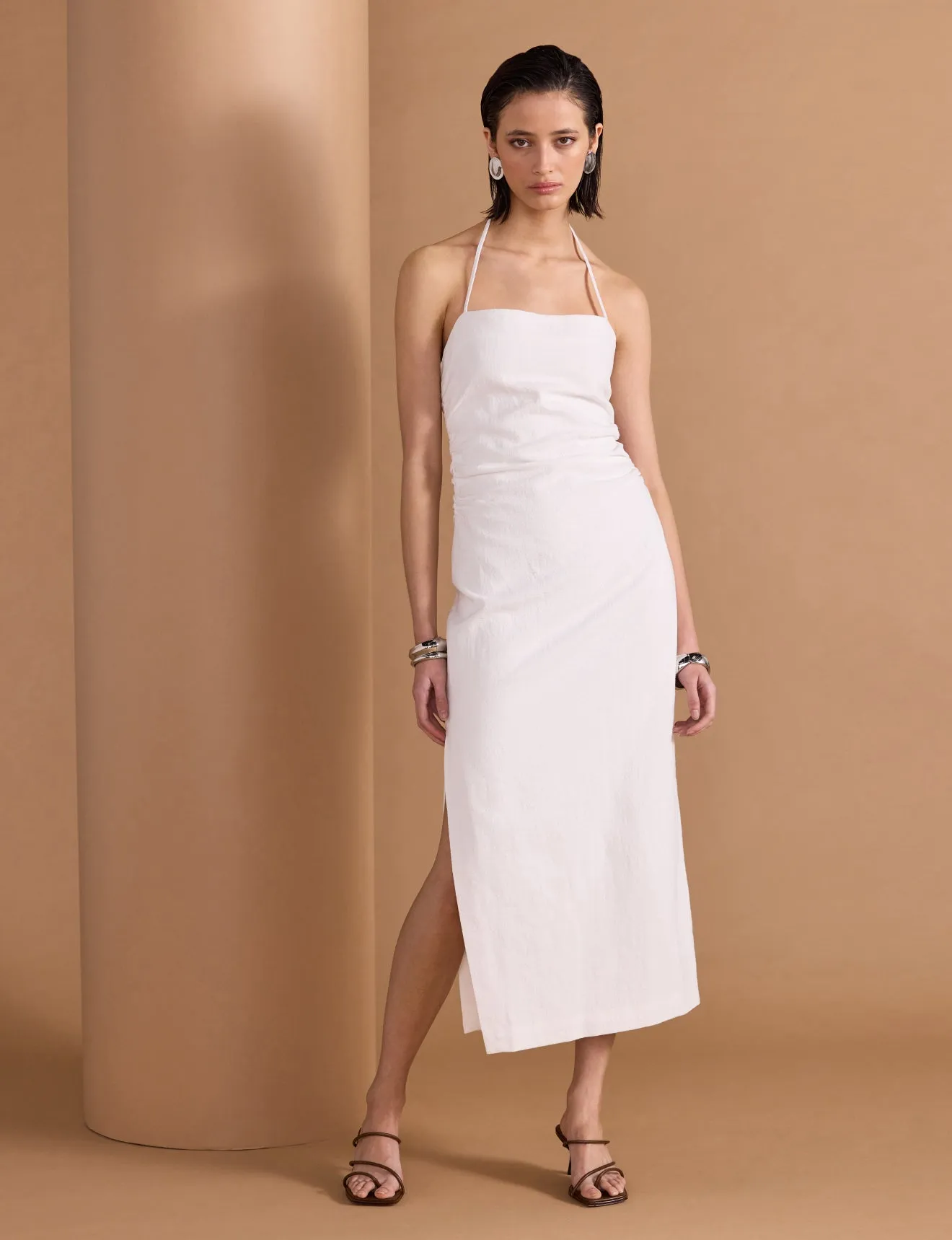 Athena Halter Midi Dress | White