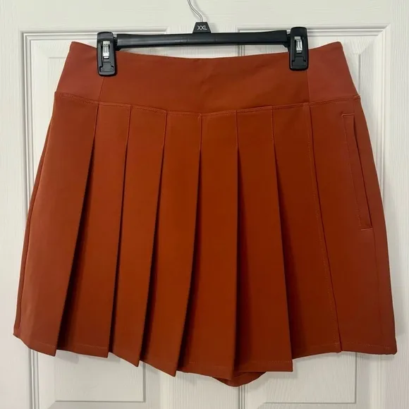 Athleta New Size 16 Rusty Orange Buttery Soft Endless Pleated High Waist Skort