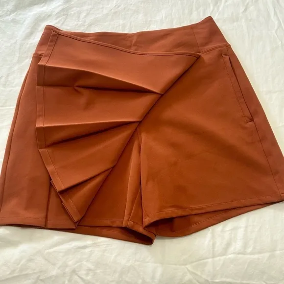 Athleta New Size 16 Rusty Orange Buttery Soft Endless Pleated High Waist Skort