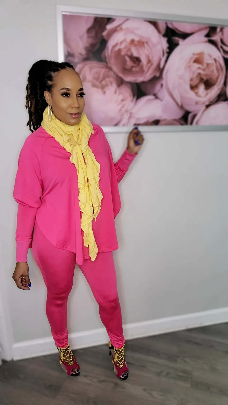 Batwing Turtleneck Legging Sets | Fuschia