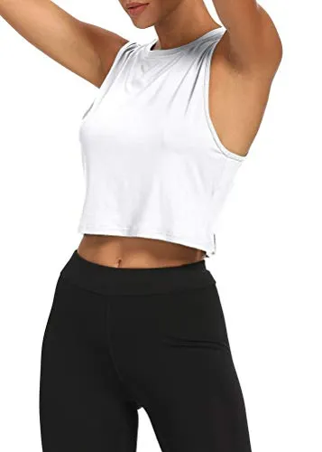 Bestisun Workout Gym Tops Yoga Athletic Shirts Exercise Clothes Running Gym Activewear Racerback Tank Tops for Sports Women White XS