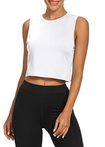 Bestisun Workout Gym Tops Yoga Athletic Shirts Exercise Clothes Running Gym Activewear Racerback Tank Tops for Sports Women White XS