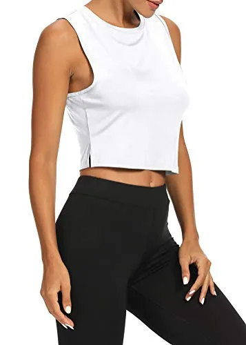 Bestisun Workout Gym Tops Yoga Athletic Shirts Exercise Clothes Running Gym Activewear Racerback Tank Tops for Sports Women White XS