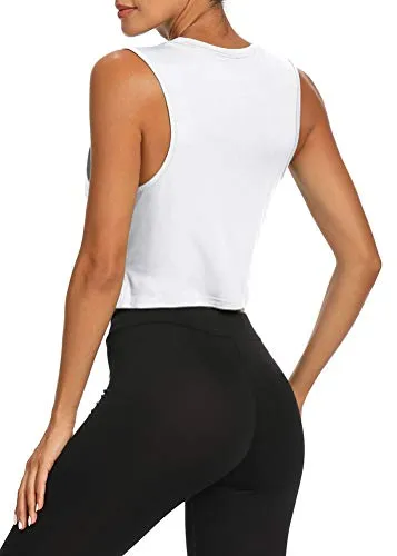 Bestisun Workout Gym Tops Yoga Athletic Shirts Exercise Clothes Running Gym Activewear Racerback Tank Tops for Sports Women White XS