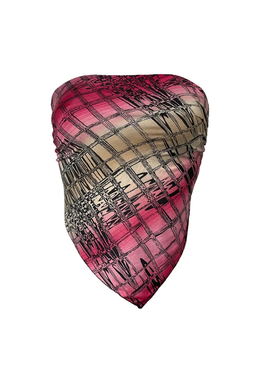 BLUE/PINK GRID REVERSIBLE HANKIE TOP