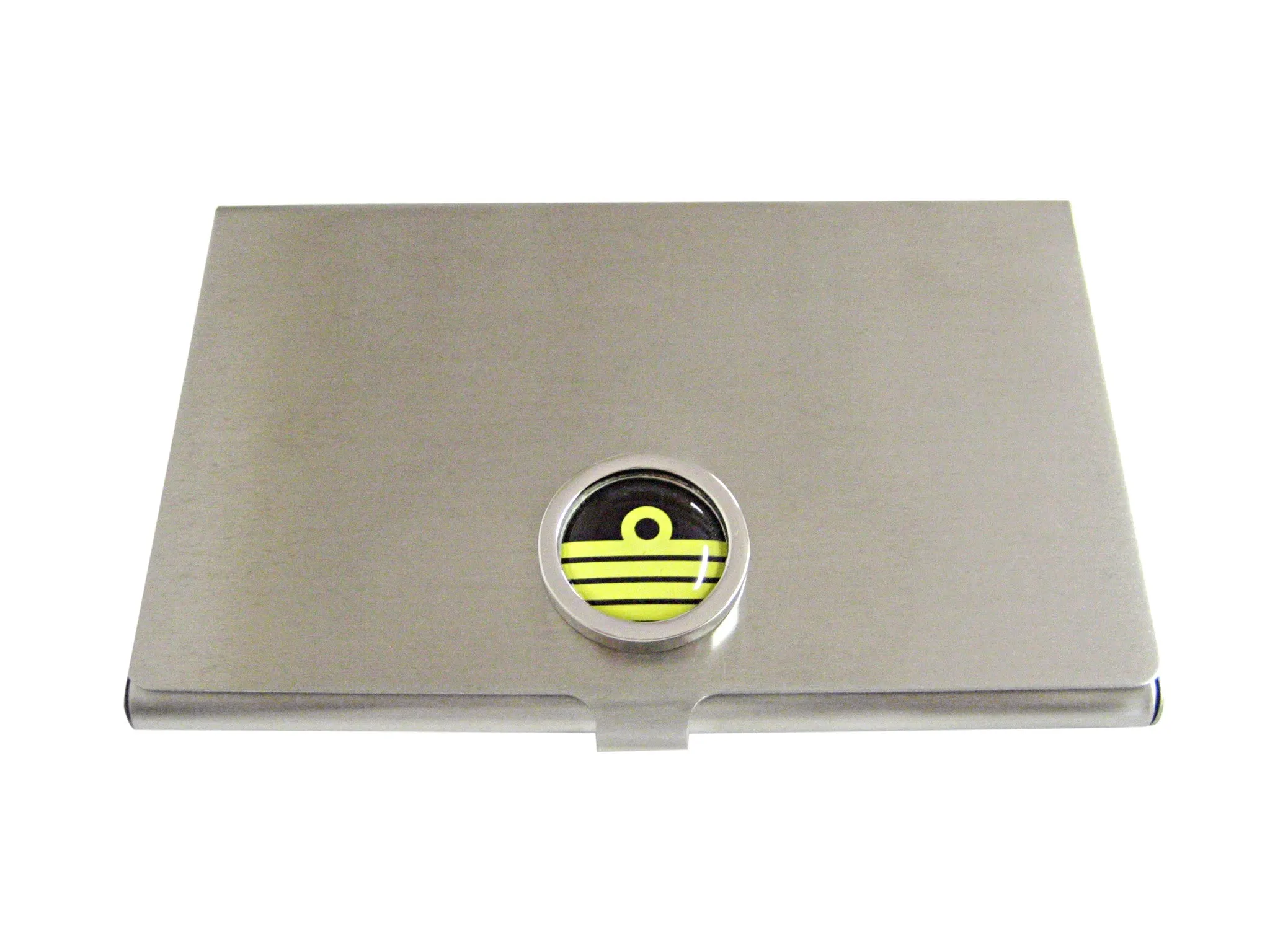 Bordered Round Nautical Captain Rank Business Card Holder