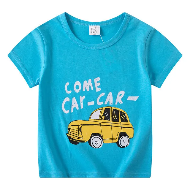 Boys Girls Short Sleeves T-Shirts Children Tshirt Pink Cat T Shirt Baby Girl Tops Kids Tees Girls Tops