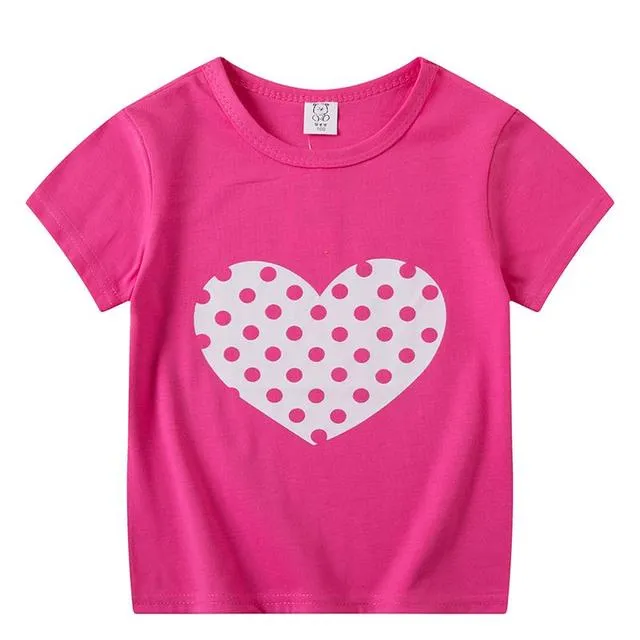 Boys Girls Short Sleeves T-Shirts Children Tshirt Pink Cat T Shirt Baby Girl Tops Kids Tees Girls Tops