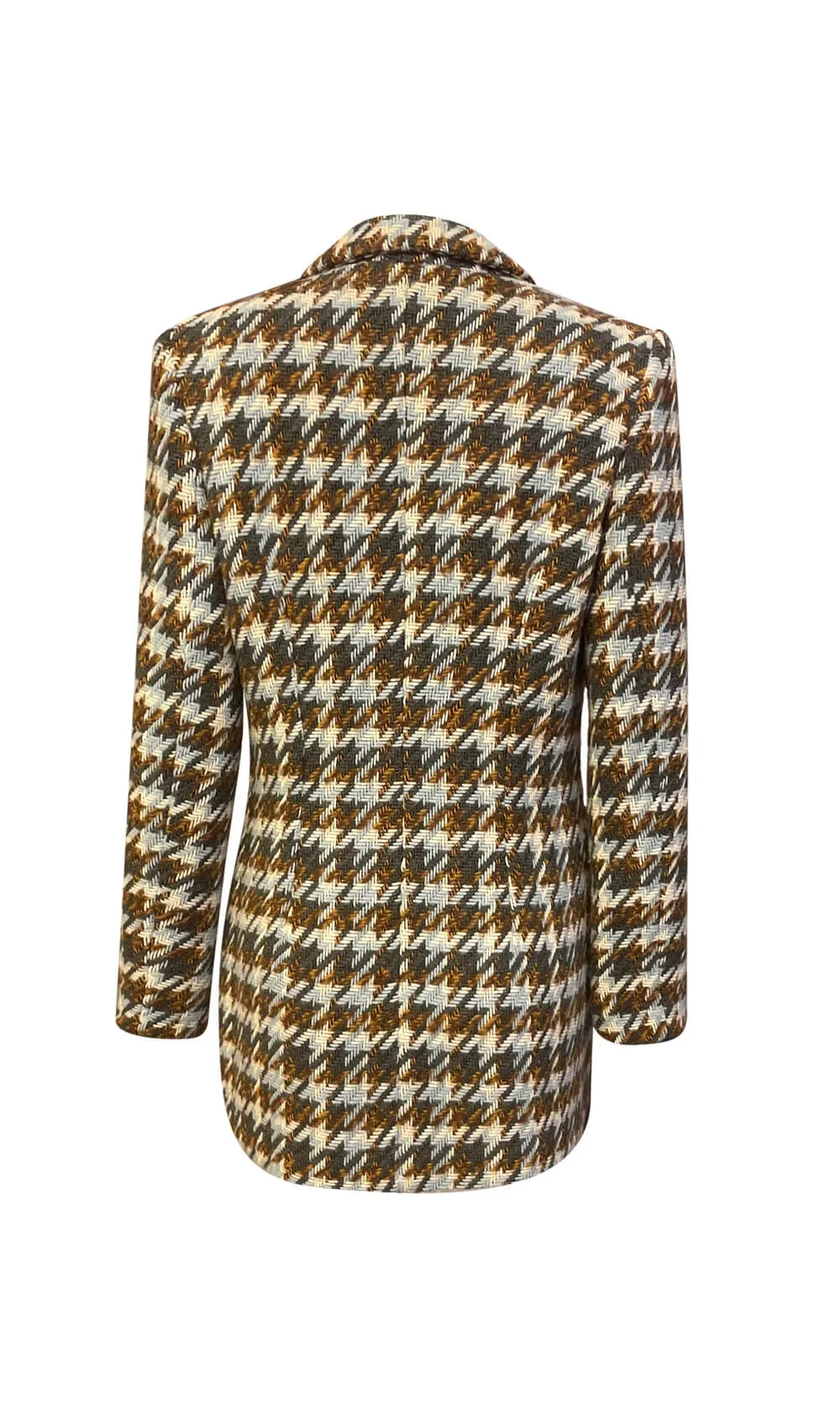 Brown and Off-White Houndstooth Blazer and Shorts Co-Ord