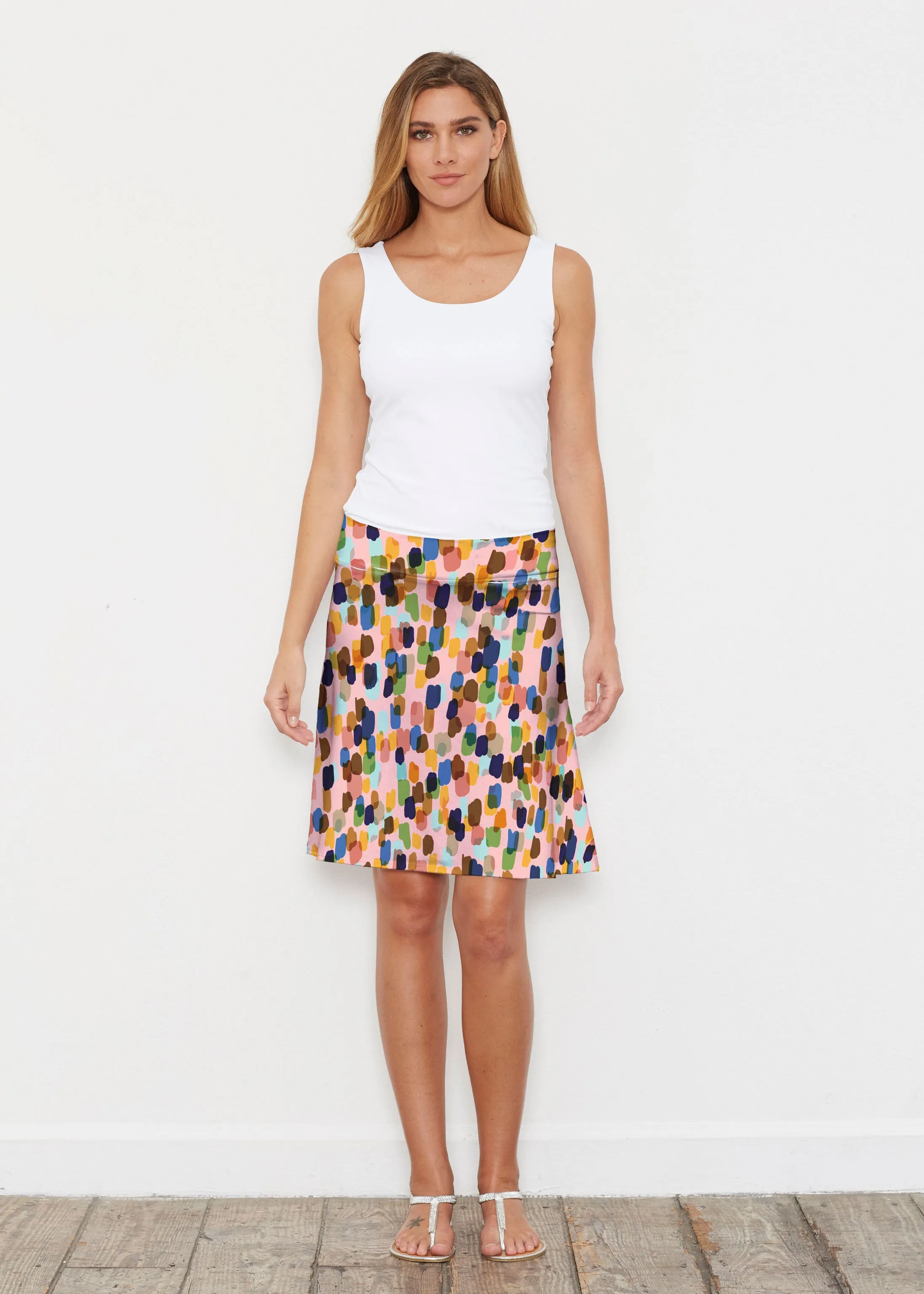 Brushstroke Multi (14293) ~ Silky Brenda Skirt 21 inch