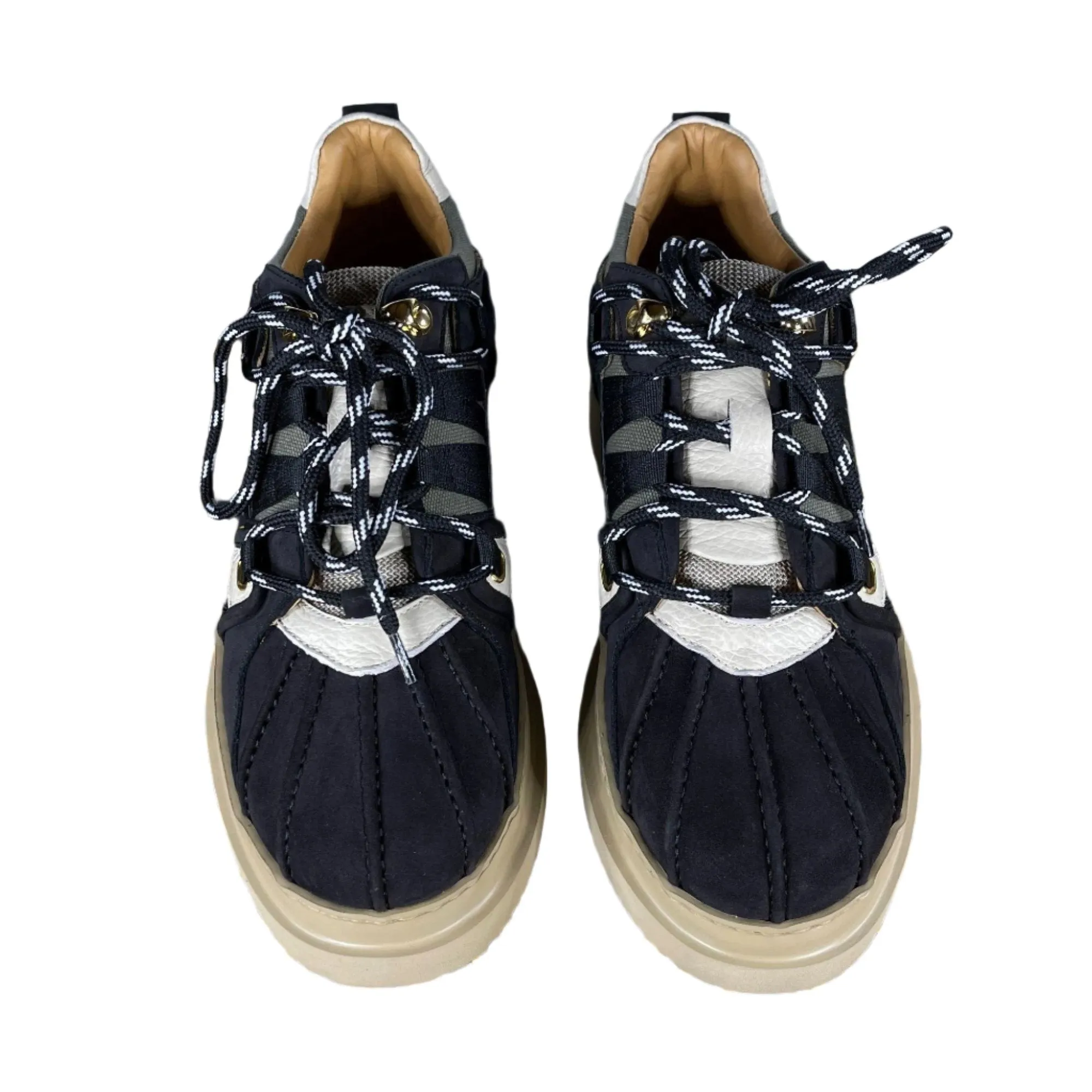 Buscemi Mens Duck Boot Low Black Trio Suede Sneakers