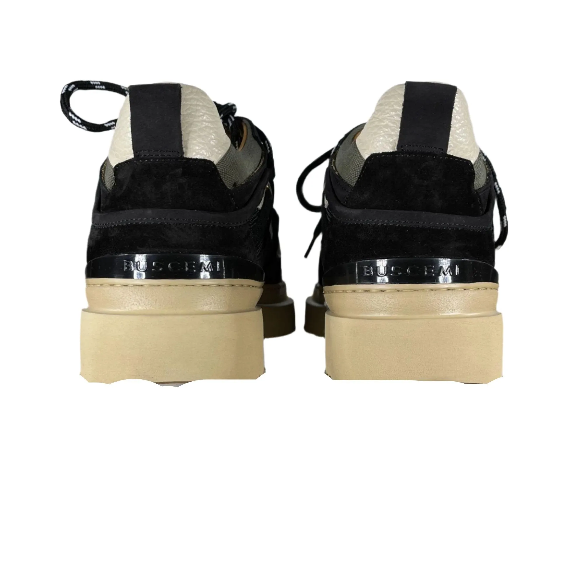 Buscemi Mens Duck Boot Low Black Trio Suede Sneakers
