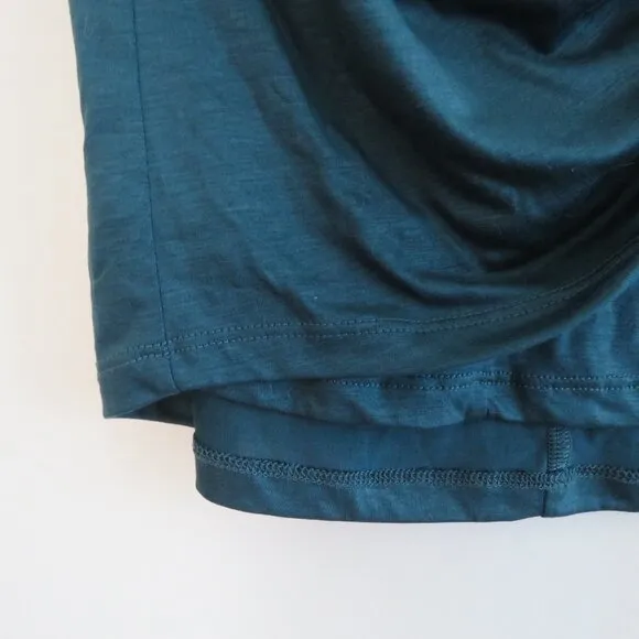 BY ANTHROPOLOGIE Ruched Knit Midi Skirt in Navy Teal Green Stretch - Size M NWT