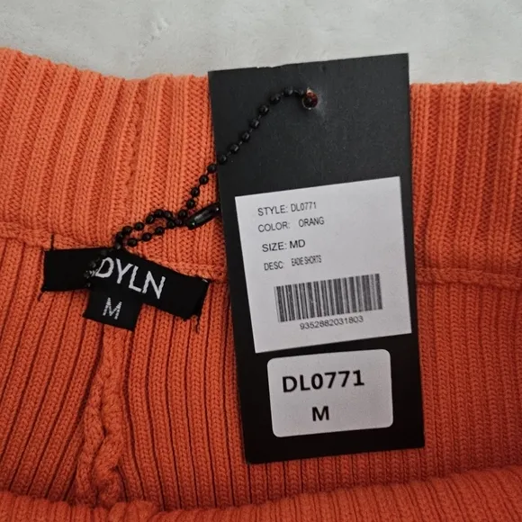 BY.DYLN EADIE Orange Rib Knit Chunky High Rise Elastic Waist Shorts