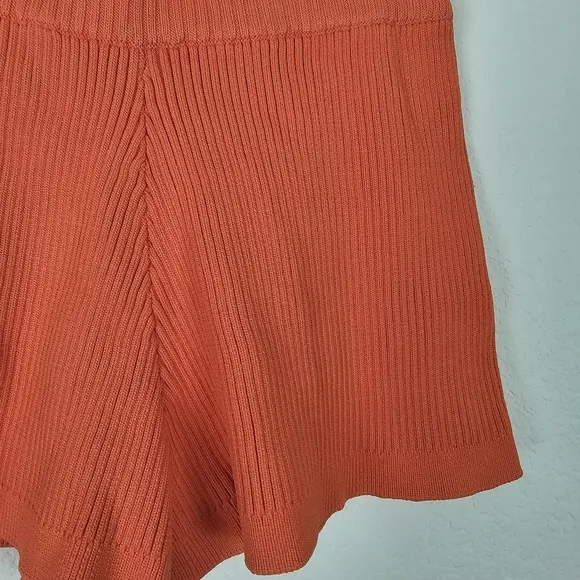BY.DYLN EADIE Orange Rib Knit Chunky High Rise Elastic Waist Shorts