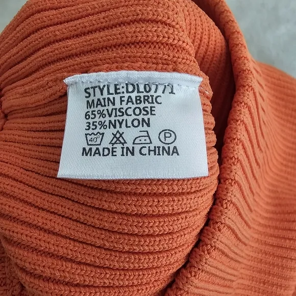 BY.DYLN EADIE Orange Rib Knit Chunky High Rise Elastic Waist Shorts