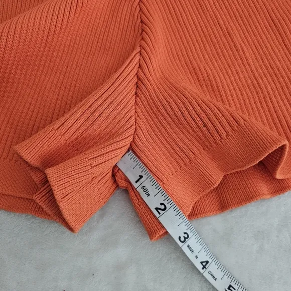 BY.DYLN EADIE Orange Rib Knit Chunky High Rise Elastic Waist Shorts